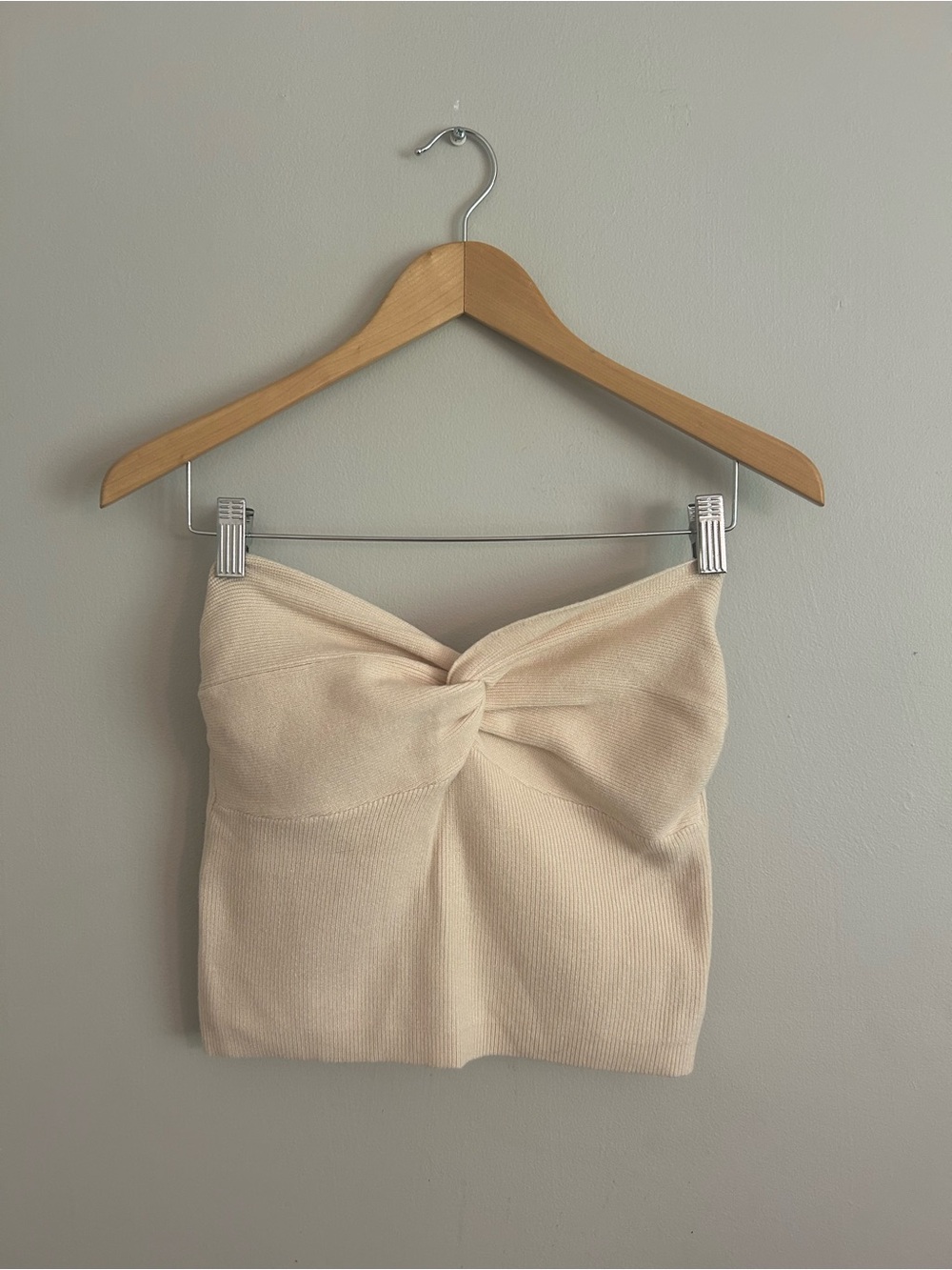 Strapless Twist-Front Tube Top in Cream